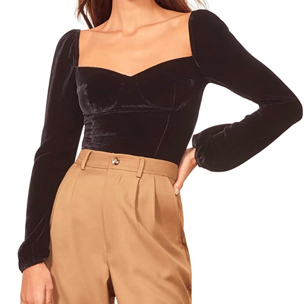 R.Vivimos Velvet Long Sleeve Crop Blouse - NWT!